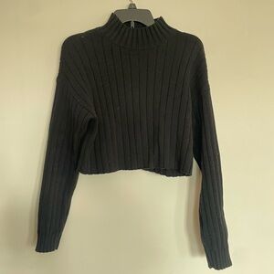 Black Kendall & Kylie cropped turtleneck sweater